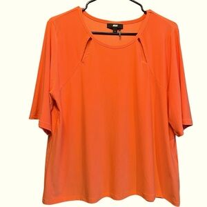 DKNY Orange/Coral Cutout 3/4 Sleeves Top 95%Polyester Size XL
